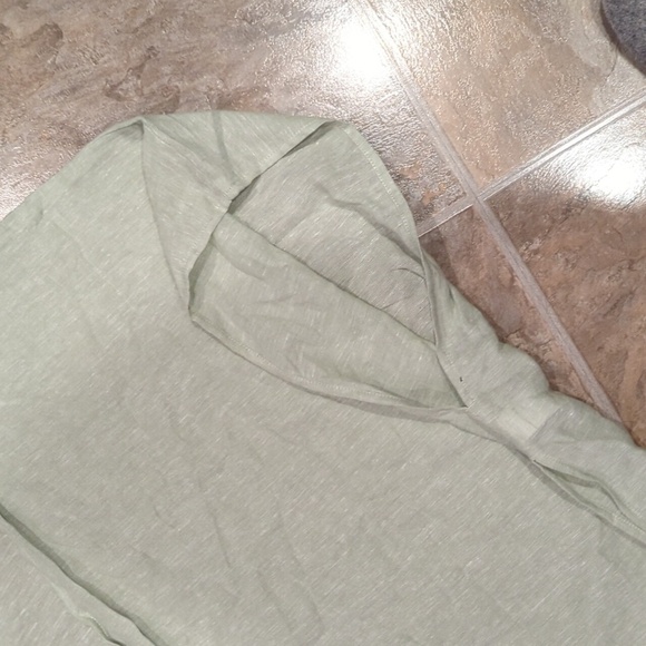 Cynthia Rowley Linen Blend Swim Cover Open Front Cardigan Light Green White - Picture 5 of 7